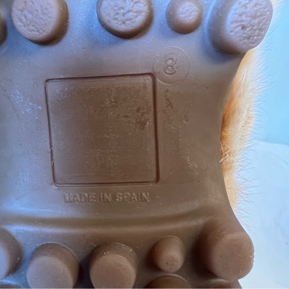 Vintage Y2K Bebe Faux Fur Winter Eskimo Boots Women’s 8 Tan Chunky Apres Ski - Picture 6 of 9